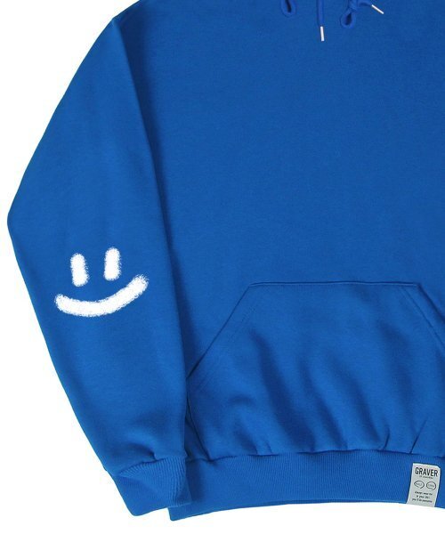 GRAVER（グレーバー）の「[UNISEX]エルボースプレイスマイルドローイングフードパーカー_コバルトブルー（パーカー・レディース・ブルー・SMALL/MEDIUM/LARGE/X-LARGE）」の5枚目の写真