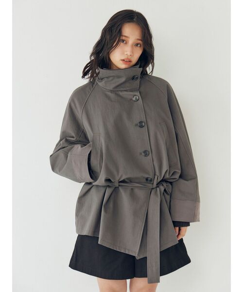 Ungrid（アングリッド）の「スタンドカラーミドル丈トレンチコート（トレンチコート・レディース・チャコールグレー/カーキ・FREE）」の7枚目の写真