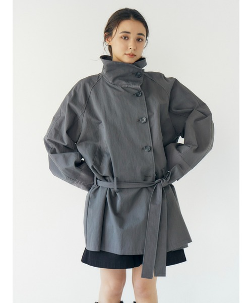 Ungrid（アングリッド）の「スタンドカラーミドル丈トレンチコート（トレンチコート・レディース・チャコールグレー/カーキ・FREE）」の2枚目の写真