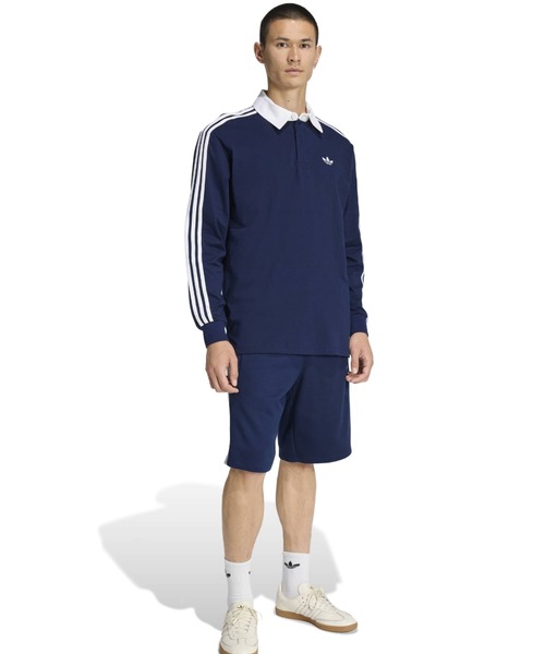 adidas(アディダス)の「adidas 3-STRIPES RUGBY LONGSLEEVE POLO / アディダス 3 ストライプ ラグビー ロングスリーブ ポロ(ポロシャツ・メンズ・ネイビー・M/S/XXL/XL/L)」の2枚目の写真
