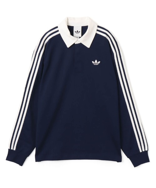 adidas(アディダス)の「adidas 3-STRIPES RUGBY LONGSLEEVE POLO / アディダス 3 ストライプ ラグビー ロングスリーブ ポロ(ポロシャツ・メンズ・ネイビー・M/S/XXL/XL/L)」の5枚目の写真