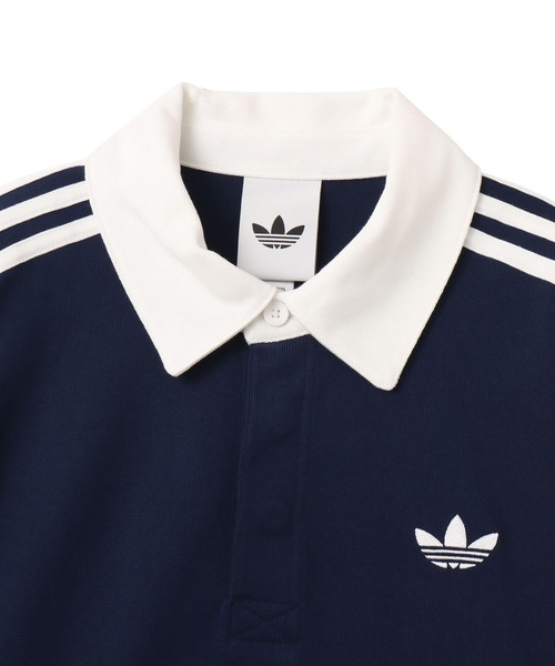 adidas(アディダス)の「adidas 3-STRIPES RUGBY LONGSLEEVE POLO / アディダス 3 ストライプ ラグビー ロングスリーブ ポロ(ポロシャツ・メンズ・ネイビー・M/S/XXL/XL/L)」の4枚目の写真
