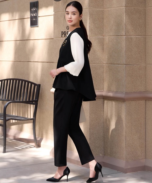 セール】セットアップ フォーマルドレス パンツスーツ ノーカラー