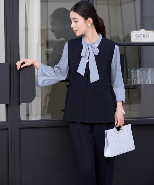 セットアップ フォーマルドレス パンツスーツ ノーカラーベスト テーパードパンツ パーティードレス ロング丈 レディース ドレス セレモニードレス フェミニン ノースリーブ 結婚式 謝恩会 発表会 食事会 上品 きれいめ すっきり スタイルアップ 軽やか フレ セール】セットアップ フォーマルドレス パンツスーツ ノーカラー