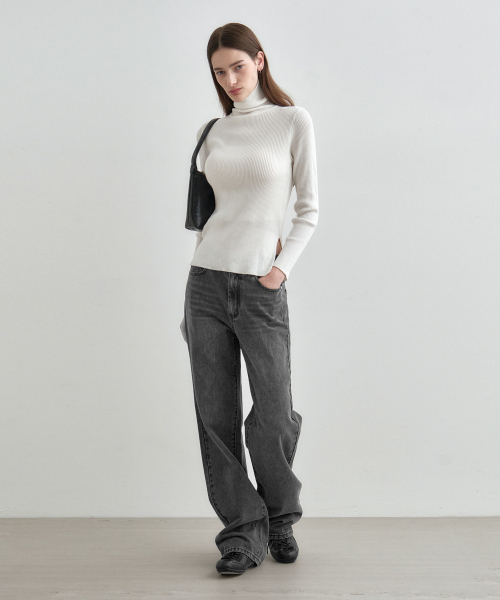MONGDOL(モンドル)の「デニムストレートパンツダークグレーMDPT054DGRAY(デニムパンツ・レディース・その他・MEDIUM/LARGE/SMALL)」の2枚目の写真