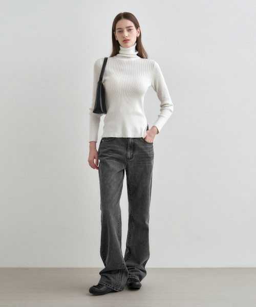 MONGDOL(モンドル)の「デニムストレートパンツダークグレーMDPT054DGRAY(デニムパンツ・レディース・その他・MEDIUM/LARGE/SMALL)」の3枚目の写真