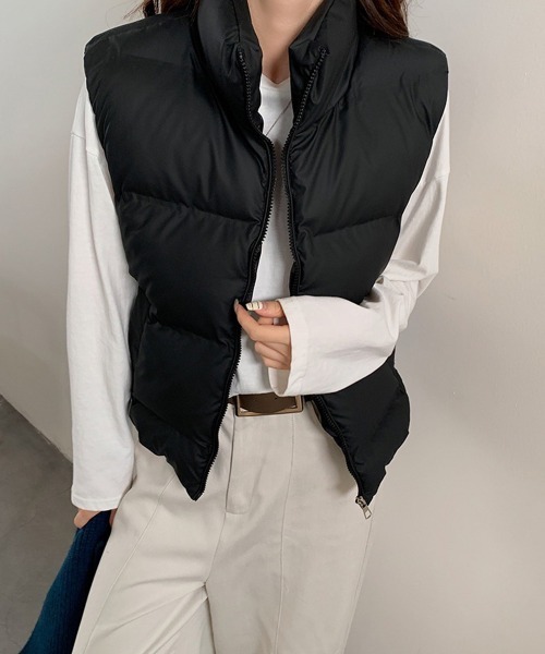 Miniministore(ミニミニストア)の「ダウンベスト ジップアップパデッドベスト(ベスト・レディース・ダークグレー/ベージュ/ブラウン/ブラック/ライトグレー・FREE)」の6枚目の写真