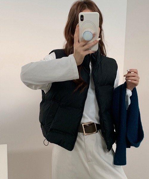 Miniministore(ミニミニストア)の「ダウンベスト ジップアップパデッドベスト(ベスト・レディース・ダークグレー/ベージュ/ブラウン/ブラック/ライトグレー・FREE)」の7枚目の写真