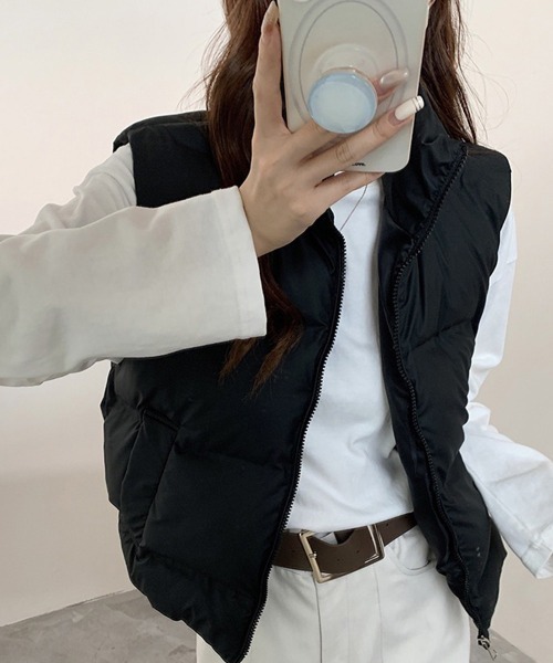 Miniministore(ミニミニストア)の「ダウンベスト ジップアップパデッドベスト(ベスト・レディース・ダークグレー/ベージュ/ブラウン/ブラック/ライトグレー・FREE)」の9枚目の写真