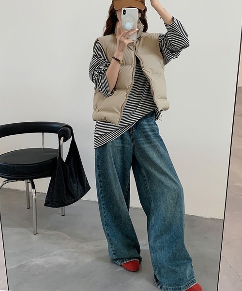 Miniministore(ミニミニストア)の「ダウンベスト ジップアップパデッドベスト(ベスト・レディース・ダークグレー/ベージュ/ブラウン/ブラック/ライトグレー・FREE)」の12枚目の写真