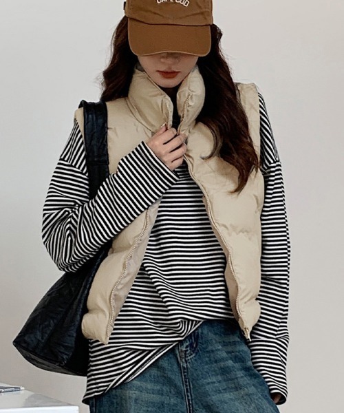 Miniministore(ミニミニストア)の「ダウンベスト ジップアップパデッドベスト(ベスト・レディース・ダークグレー/ベージュ/ブラウン/ブラック/ライトグレー・FREE)」の13枚目の写真