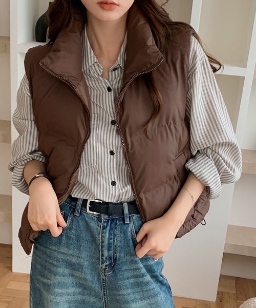 Miniministore(ミニミニストア)の「ダウンベスト ジップアップパデッドベスト(ベスト・レディース・ダークグレー/ベージュ/ブラウン/ブラック/ライトグレー・FREE)」の14枚目の写真