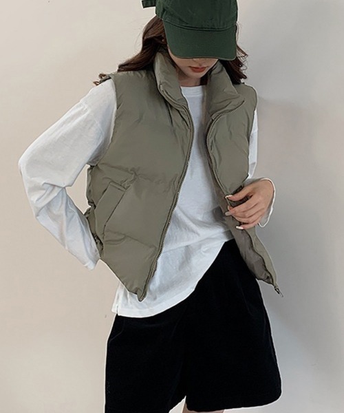 Miniministore(ミニミニストア)の「ダウンベスト ジップアップパデッドベスト(ベスト・レディース・ダークグレー/ベージュ/ブラウン/ブラック/ライトグレー・FREE)」の18枚目の写真