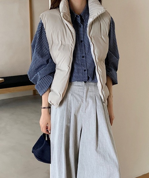 Miniministore(ミニミニストア)の「ダウンベスト ジップアップパデッドベスト(ベスト・レディース・ダークグレー/ベージュ/ブラウン/ブラック/ライトグレー・FREE)」の22枚目の写真