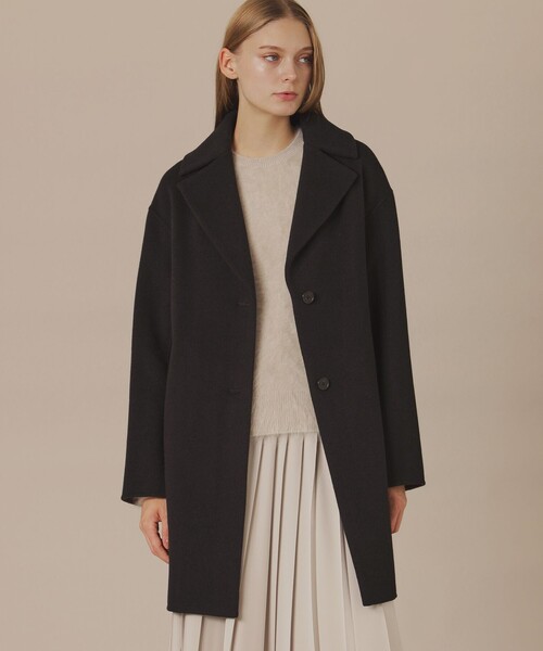 MACKINTOSH LONDON（マッキントッシュ ロンドン）の「【Precious12月号】【DURRIS/デュリス】ぺコラムシャルムリーバーコート（その他アウター・レディース・ホワイト系その他/ブラック・38）」の2枚目の写真