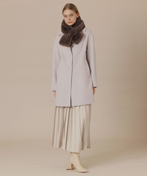 MACKINTOSH LONDON（マッキントッシュ ロンドン）の「【Precious12月号】【DURRIS/デュリス】ぺコラムシャルムリーバーコート（その他アウター・レディース・ホワイト系その他/ブラック・38）」の3枚目の写真