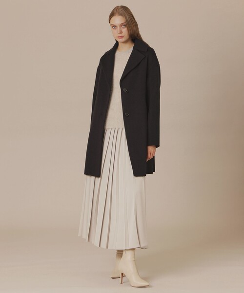 MACKINTOSH LONDON（マッキントッシュ ロンドン）の「【Precious12月号】【DURRIS/デュリス】ぺコラムシャルムリーバーコート（その他アウター・レディース・ホワイト系その他/ブラック・38）」の4枚目の写真