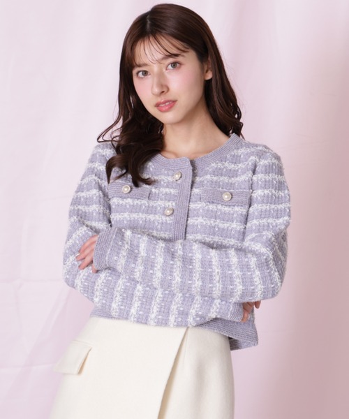 JILL by JILL STUART(ジルバイジルスチュアート)の「◇ラメミックスツィードニットジャケット(ニット/セーター・レディース・ブルー/ホワイト/グレー・FREE)」の3枚目の写真