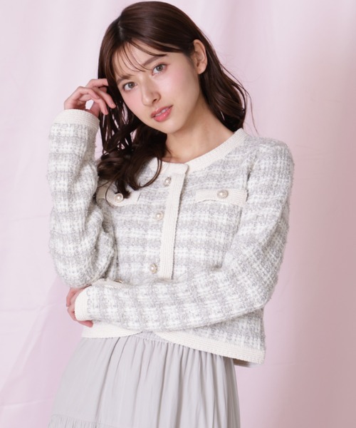 JILL by JILL STUART(ジルバイジルスチュアート)の「◇ラメミックスツィードニットジャケット(ニット/セーター・レディース・ブルー/ホワイト/グレー・FREE)」の2枚目の写真