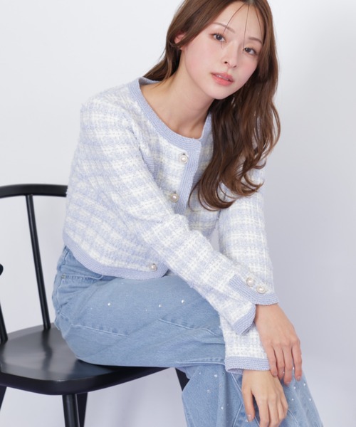 JILL by JILL STUART(ジルバイジルスチュアート)の「◇ラメミックスツィードニットジャケット(ニット/セーター・レディース・ブルー/ホワイト/グレー・FREE)」の11枚目の写真