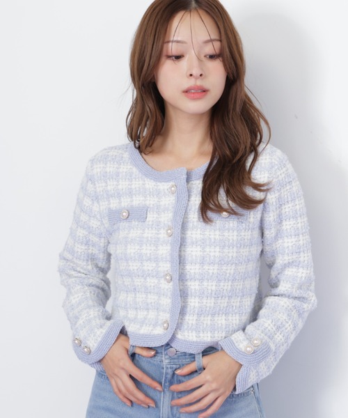 JILL by JILL STUART(ジルバイジルスチュアート)の「◇ラメミックスツィードニットジャケット(ニット/セーター・レディース・ブルー/ホワイト/グレー・FREE)」の8枚目の写真