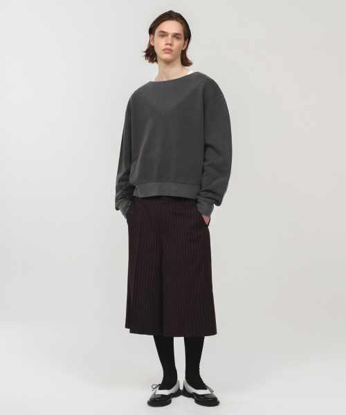 UNISEX, Stripe Bermuda Slacks / Black