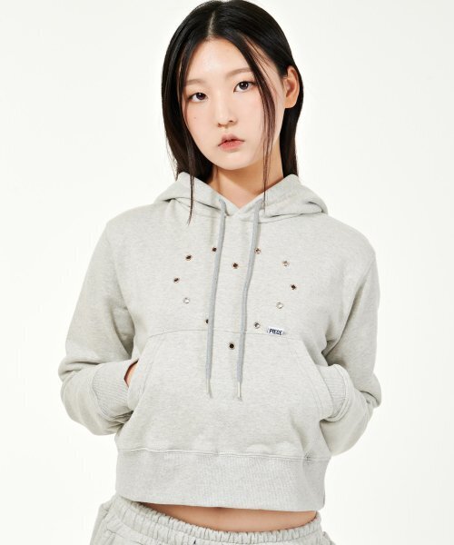 PIECEMAKER(ピースメーカー)の「HEART EYELET HOODIE (GREY) (2TYPE)(パーカー・レディース・その他・LARGE/MEDIUM)」の4枚目の写真
