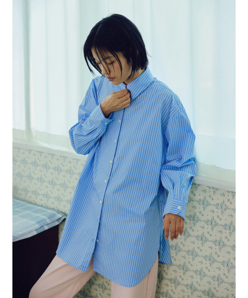 RMRN(アルエームアルエヌ)の「STRIPE EASY SHIRT(シャツ/ブラウス・レディース・スカイブルー/ピンク/ブルー・FREE)」の9枚目の写真