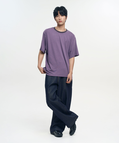 SLOW RECORD HOUSE(スローレコードハウス)の「ストライプ半袖Tシャツ_パープル(Tシャツ/カットソー・レディース・その他・LARGE/SMALL/MEDIUM)」の13枚目の写真