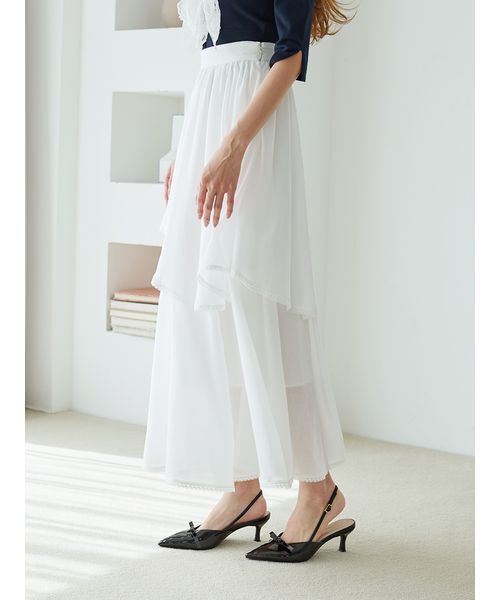 SNIDEL（スナイデル）の「Sustainableバリエーションティアードスカート（スカート・レディース・シルバー/アイボリー/ホワイト・0/1）」の6枚目の写真