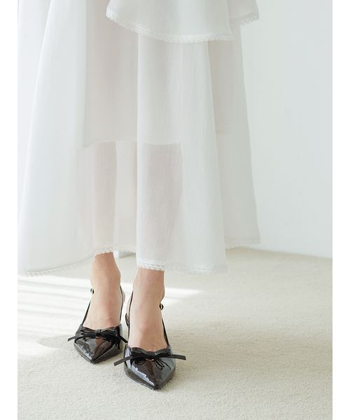 SNIDEL（スナイデル）の「Sustainableバリエーションティアードスカート（スカート・レディース・シルバー/アイボリー/ホワイト・0/1）」の8枚目の写真