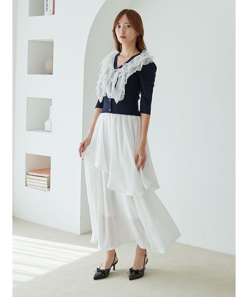 SNIDEL（スナイデル）の「Sustainableバリエーションティアードスカート（スカート・レディース・シルバー/アイボリー/ホワイト・0/1）」の11枚目の写真