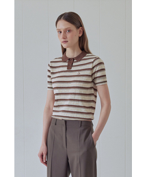 MULTI STRIPE COLLAR KNIT (BROWN)