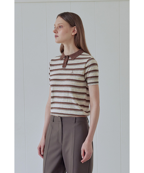 AFTERHOURS(アフターアワーズ)の「MULTI STRIPE COLLAR KNIT (BROWN)(ニット/セーター・レディース・その他・FREE)」の2枚目の写真