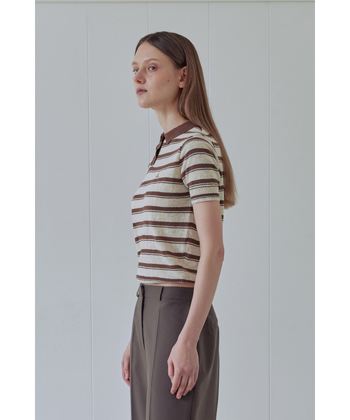 AFTERHOURS(アフターアワーズ)の「MULTI STRIPE COLLAR KNIT (BROWN)(ニット/セーター・レディース・その他・FREE)」の3枚目の写真
