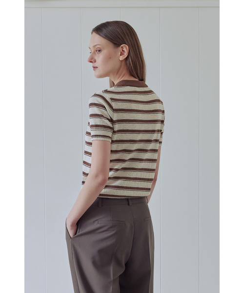 AFTERHOURS(アフターアワーズ)の「MULTI STRIPE COLLAR KNIT (BROWN)(ニット/セーター・レディース・その他・FREE)」の4枚目の写真