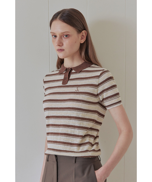 AFTERHOURS(アフターアワーズ)の「MULTI STRIPE COLLAR KNIT (BROWN)(ニット/セーター・レディース・その他・FREE)」の5枚目の写真
