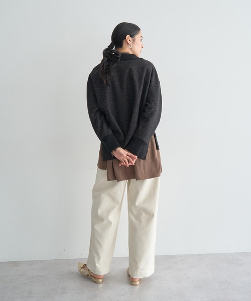 YECCA VECCA（イェッカヴェッカ）の「ニット切替メルトンVネックカーディガン（カーディガン/ボレロ・レディース・ブラウン/チャコールグレー/グレー・FREE）」の22枚目の写真