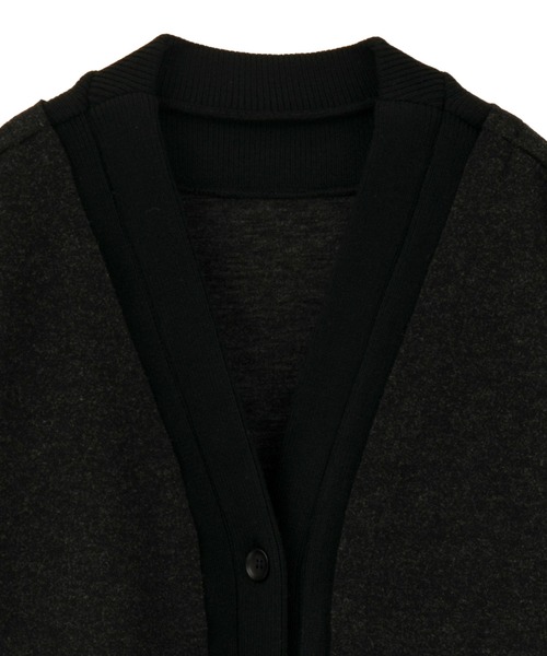 セール】ニット切替メルトンVネックカーディガン（カーディガン/ボレロ