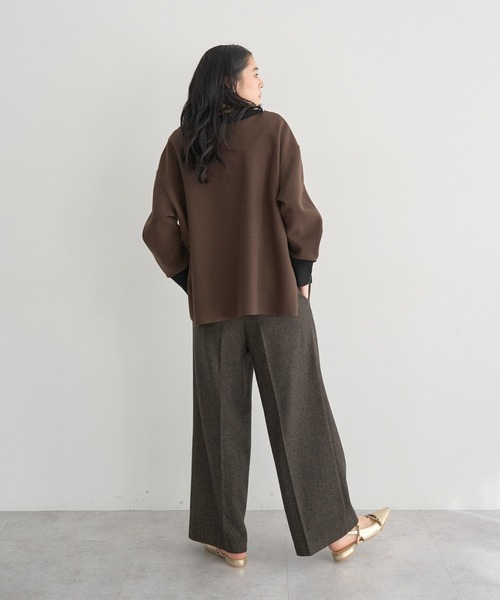 YECCA VECCA（イェッカヴェッカ）の「ニット切替メルトンVネックカーディガン（カーディガン/ボレロ・レディース・ブラウン/チャコールグレー/グレー・FREE）」の15枚目の写真