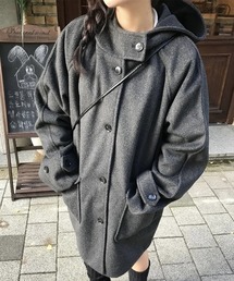 レディースのチェスターコート（グレー/灰色系・フードあり
