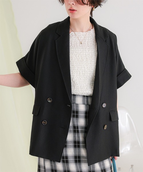 titivate(ティティベイト)の「リネンライクハーフスリーブシャツジャケット(テーラードジャケット・レディース・ライトブラウン/サンドベージュ/アイボリー/ブラック・L/M/S)」の12枚目の写真