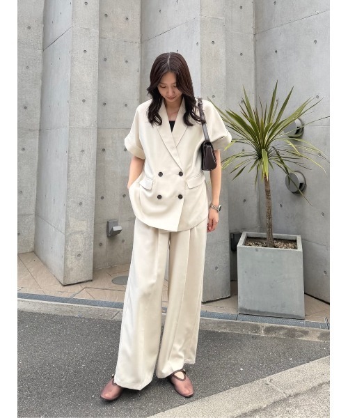 titivate(ティティベイト)の「リネンライクハーフスリーブシャツジャケット(テーラードジャケット・レディース・ライトブラウン/サンドベージュ/アイボリー/ブラック・L/M/S)」の5枚目の写真