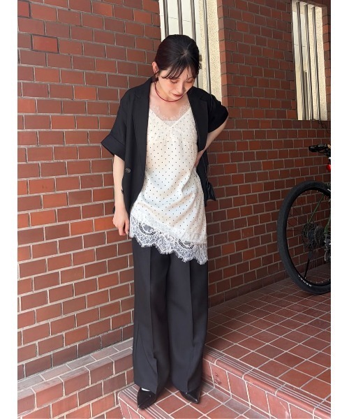 titivate（ティティベイト）の「リネンライクハーフスリーブシャツジャケット（テーラードジャケット・レディース・ライトブラウン/サンドベージュ/アイボリー/ブラック・L/M/S）」の8枚目の写真