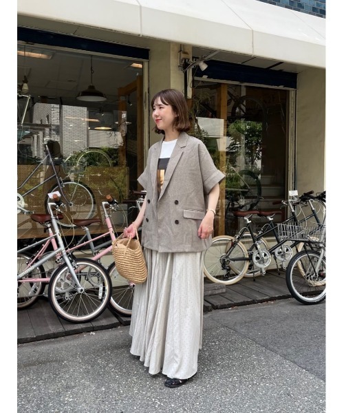 titivate（ティティベイト）の「リネンライクハーフスリーブシャツジャケット（テーラードジャケット・レディース・ライトブラウン/サンドベージュ/アイボリー/ブラック・L/M/S）」の7枚目の写真