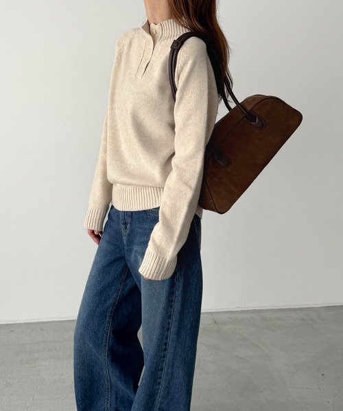 CANAL JEAN(キャナルジーン)の「El mar エリリブヘンリーニット(ニット/セーター・レディース・オートミール/ブラウン・ONE SIZE)」の11枚目の写真