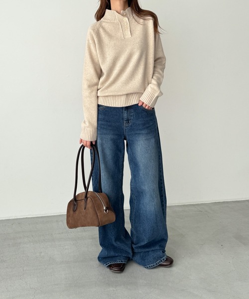 CANAL JEAN(キャナルジーン)の「El mar エリリブヘンリーニット(ニット/セーター・レディース・オートミール/ブラウン・ONE SIZE)」の13枚目の写真