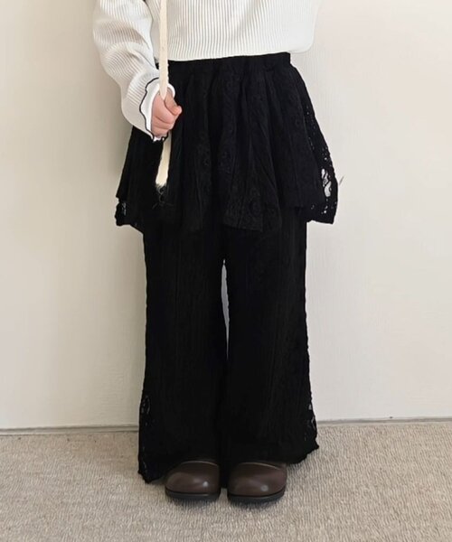 CIAOPANIC TYPY（チャオパニックティピー）の「【KIDS】レースヘムラインレイヤードパンツ≪ジュニアサイズあり≫（その他パンツ・キッズ・ブラック/ホワイト・SMALL/MEDIUM/LARGE/X-LARGE/XX-LARGE）」の15枚目の写真