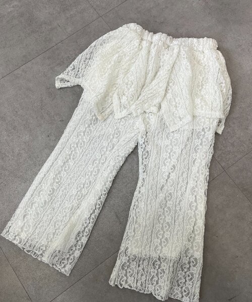 CIAOPANIC TYPY（チャオパニックティピー）の「【KIDS】レースヘムラインレイヤードパンツ≪ジュニアサイズあり≫（その他パンツ・キッズ・ブラック/ホワイト・SMALL/MEDIUM/LARGE/X-LARGE/XX-LARGE）」の3枚目の写真