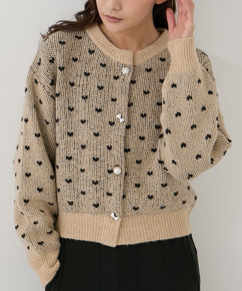 Jayro(ジャイロ)の「ドット柄カーディガン(ニット/セーター・レディース・サックスブルー/ベージュ/ライトグレー・M)」の1枚目の写真